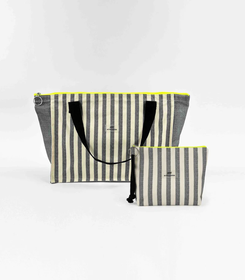 Pack Grey Stripes Maxi Bolso + Neceser