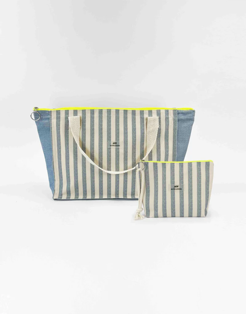 Pack Navy Stripes Bolso de Viaje Mediano + Neceser