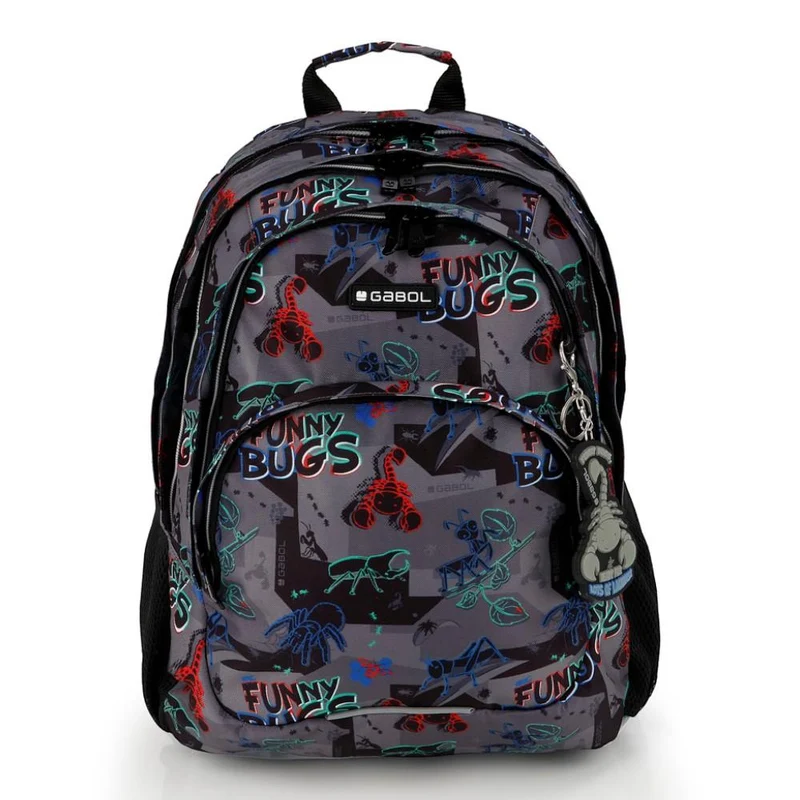 Mochila Escolar Gabol Bugs Insectos 3 Compartimentos