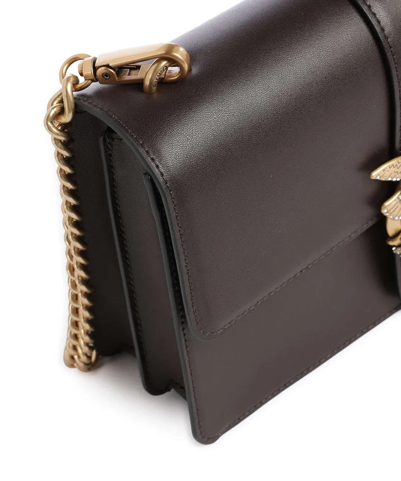 Pinko Love One Classic New Buckle Bandolera marrone marasca/antique gold