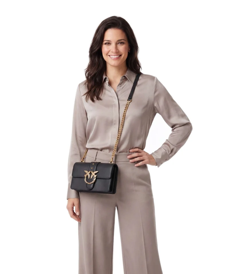 Pinko Love One Mini New Buckle Bandolera nero/antique gold