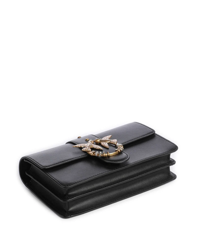 Pinko Love One Mini New Buckle Bandolera nero/antique gold