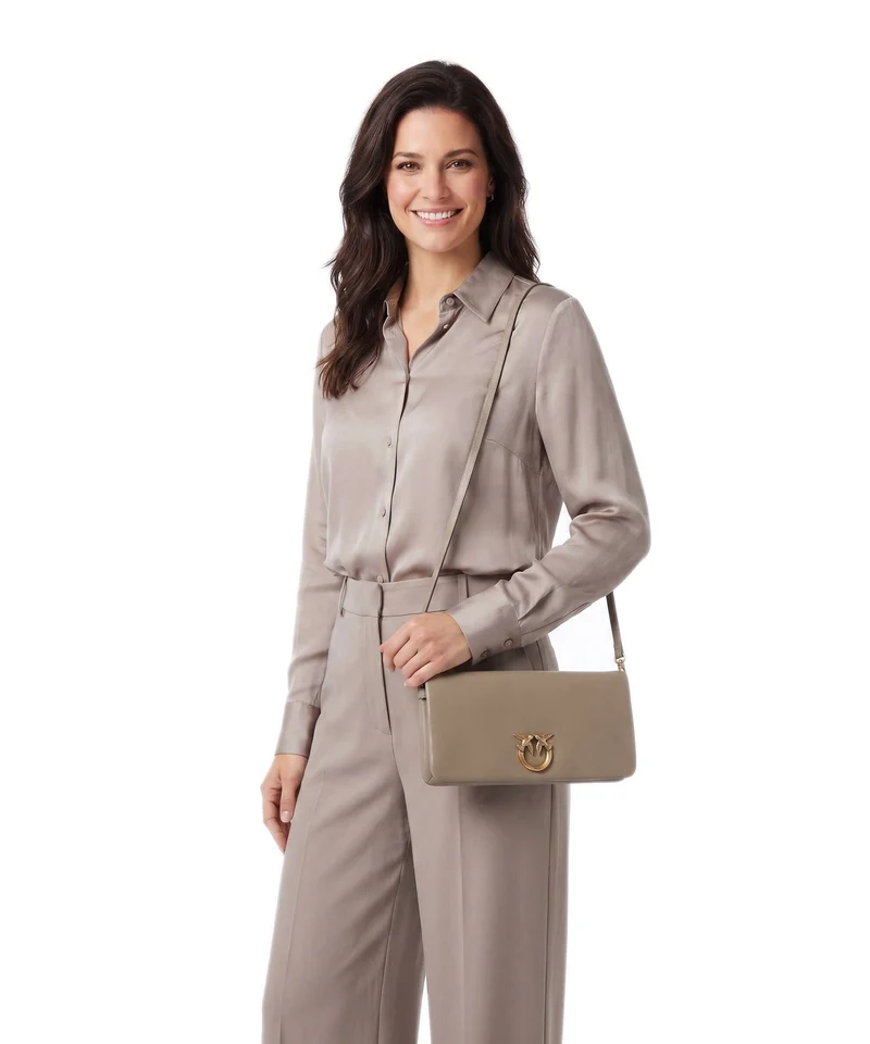 Pinko Click Soft Classic Bandolera grigio talpa/antique gold