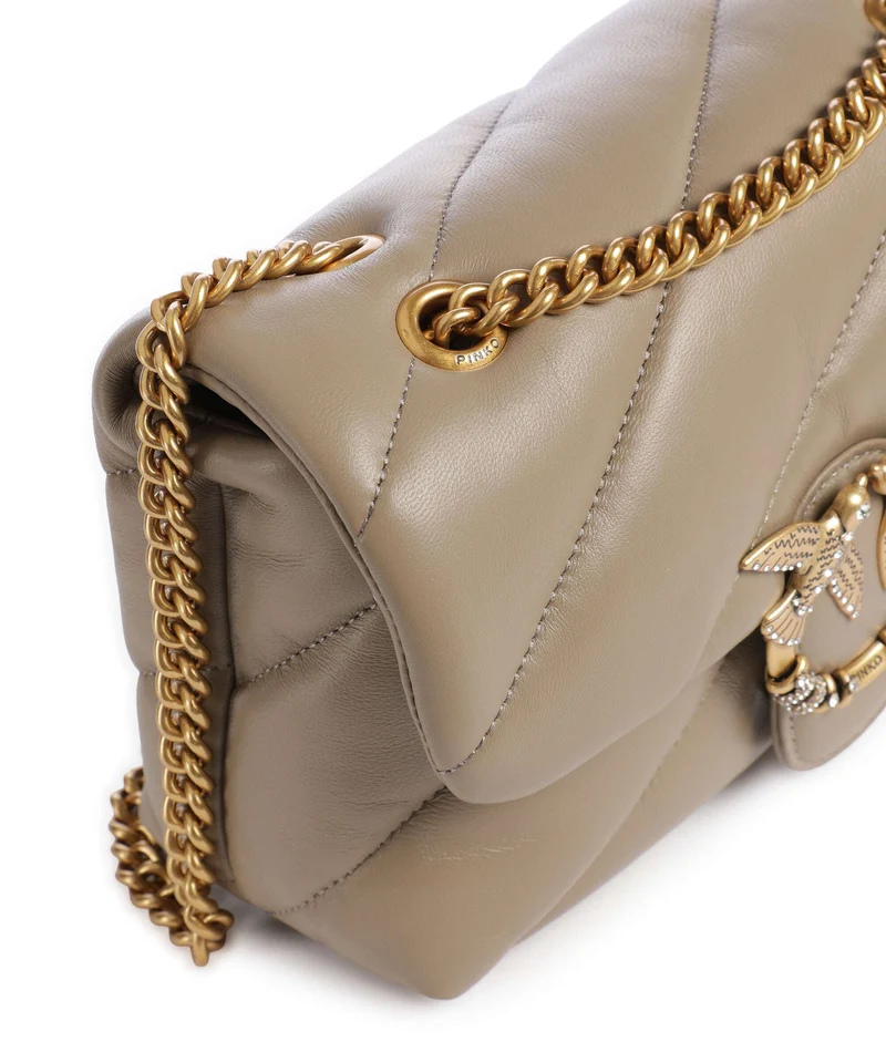 Pinko Love Puff Mini New Buckle Bolso de hombro grigio talpa/antique gold