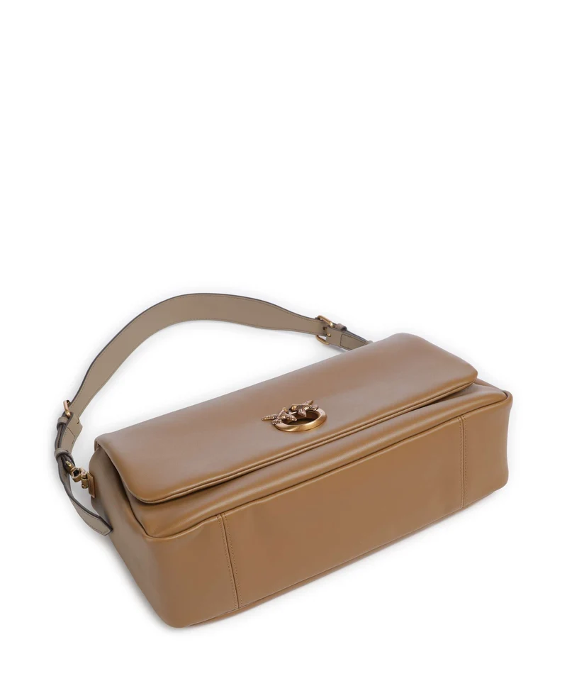 Pinko Click Soft Horizontal Bolso de hombro grigio talpa/antique gold