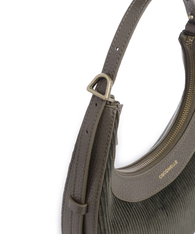 Coccinelle Whisper Corduroy Bolso de hombro fango
