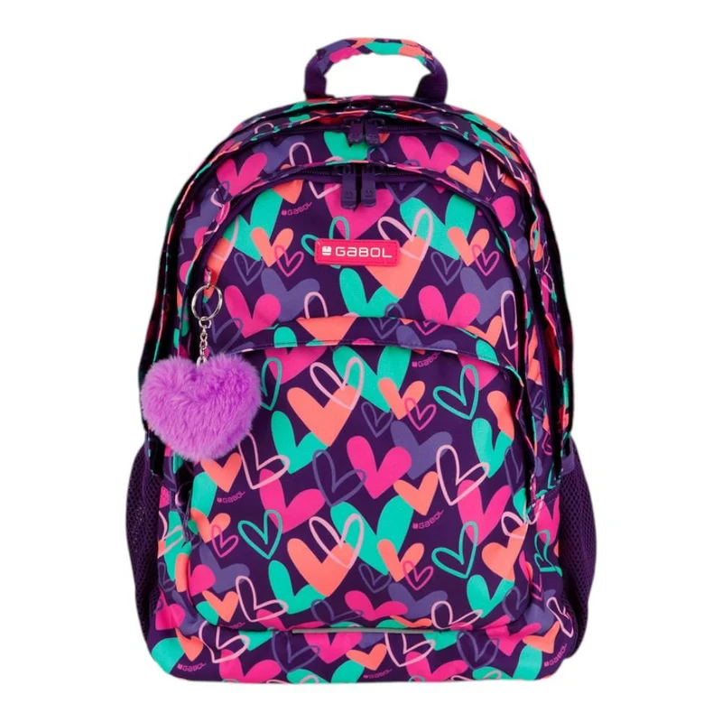 Mochila Escolar Gabol Kokoro Corazones 3 Compartimentos