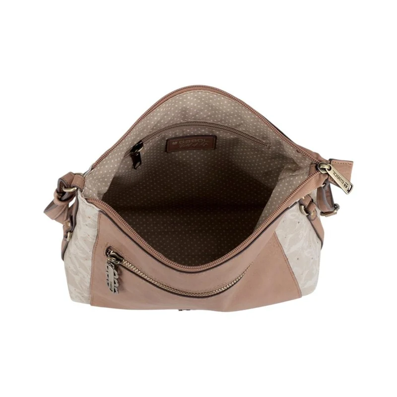 Bandolera Gabol India Beige con Bolsillos y Bandolera Regulable