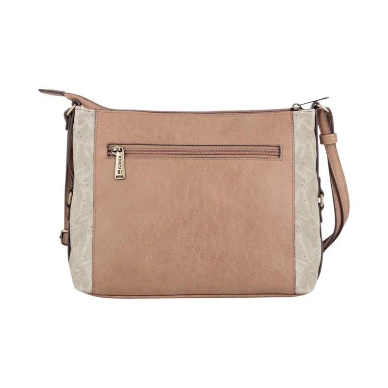 Bandolera Gabol India Beige con Bolsillos y Bandolera Regulable