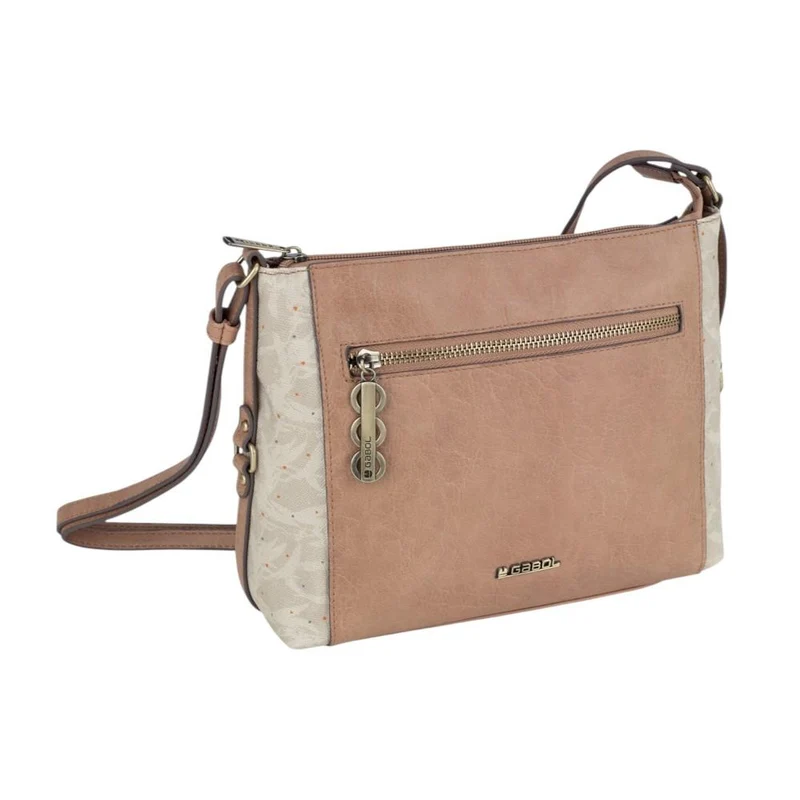 Bandolera Gabol India Beige con Bolsillos y Bandolera Regulable