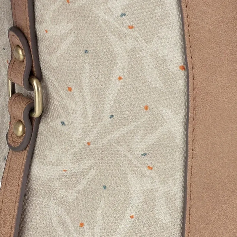 Bandolera Gabol India Beige con Bolsillos y Bandolera Regulable
