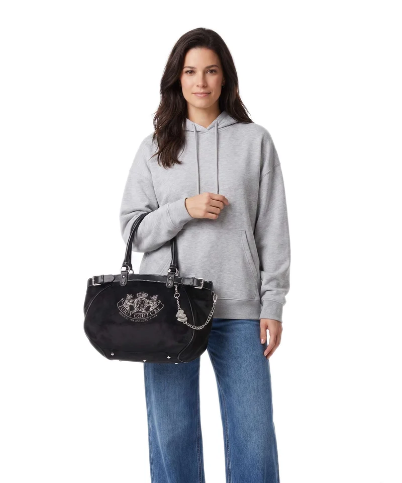 Juicy Couture Twig Narrative Velvet L Bolsa shopping black