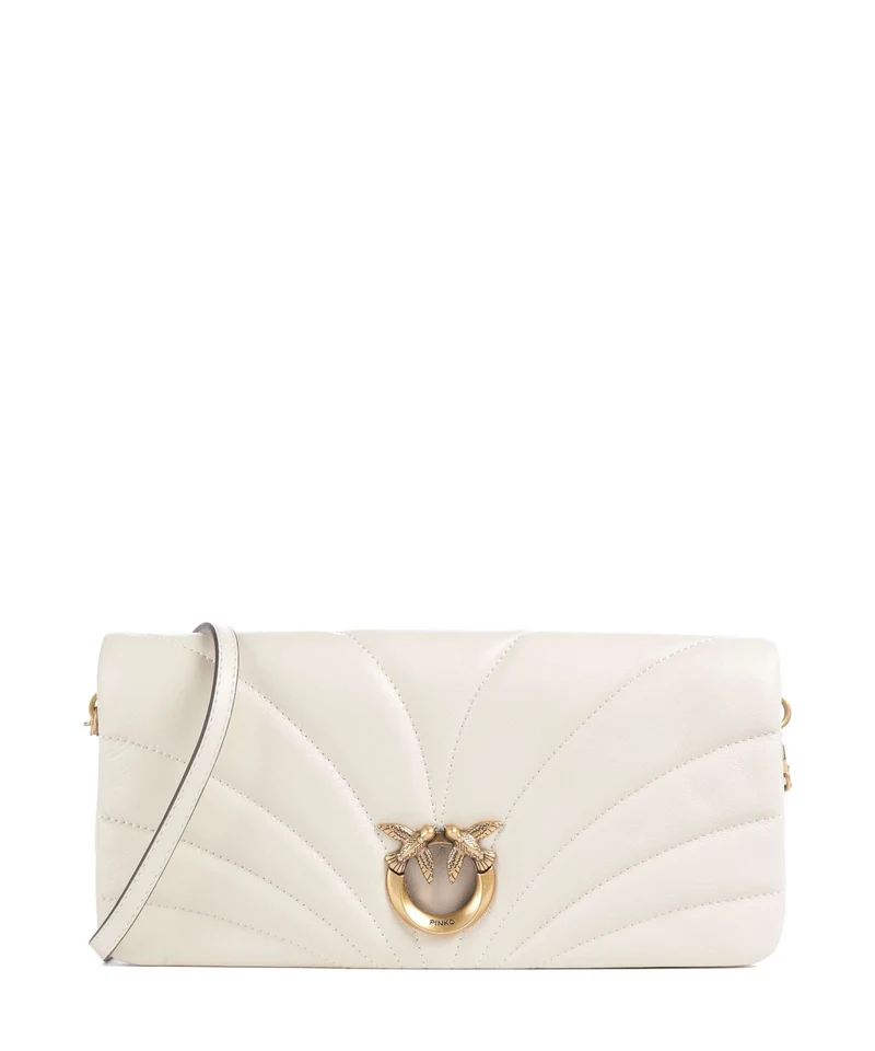 Pinko Click Horizontal Classic Bandolera bianco seta/antique gold