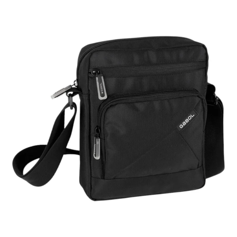 Bandolera Hombre Gabol Stream Negra Compacta Repelente al Agua