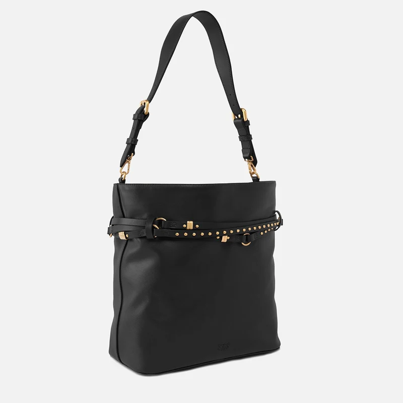 Bolso de hombro Pinko tipo cubo de cuero 106339 A0QO Z99Q