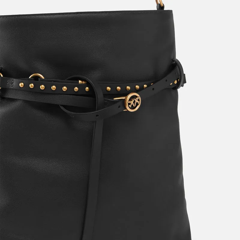 Bolso de hombro Pinko tipo cubo de cuero 106339 A0QO Z99Q
