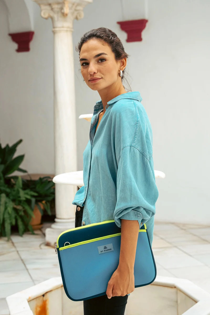 Funda portátil Flúor Neopreno Denim Marino