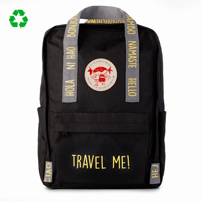 Mochila saludos del mundo ¡Viájame! Negra - Inglés