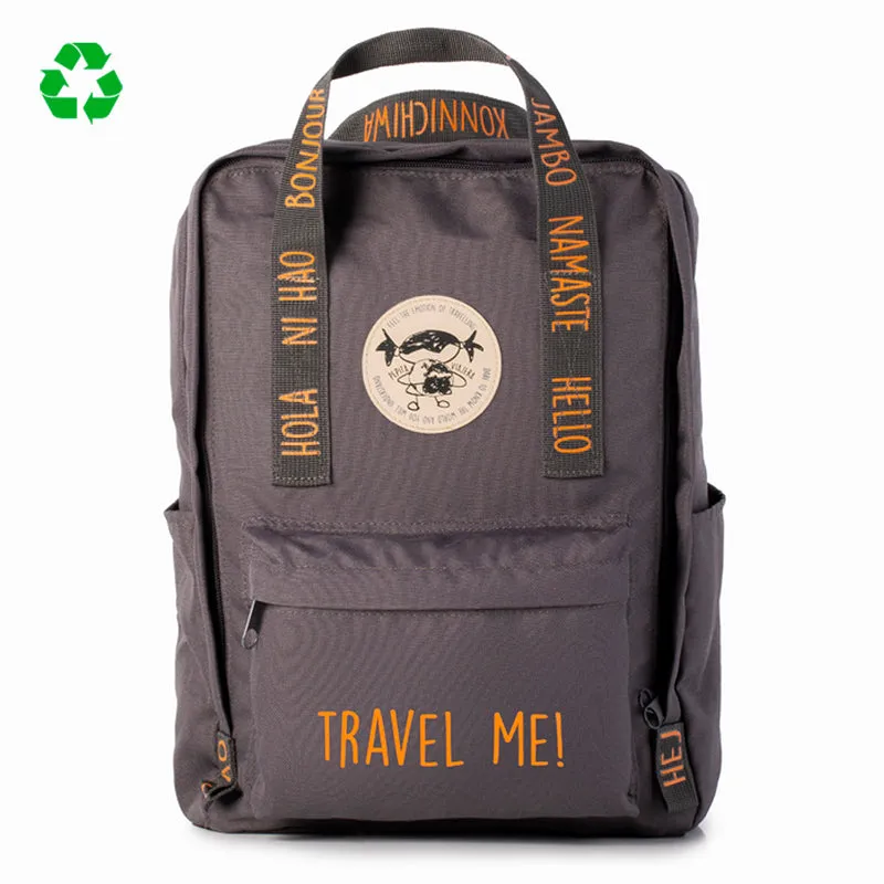 Mochila saludos del mundo ¡Viájame! Gris - Inglés