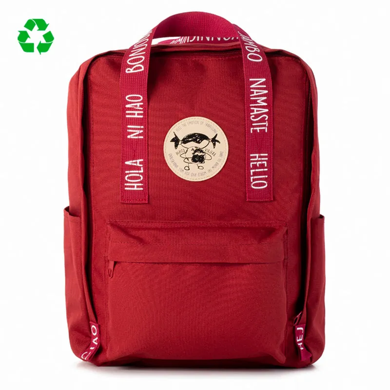 Mochila saludos del mundo roja - Inglés