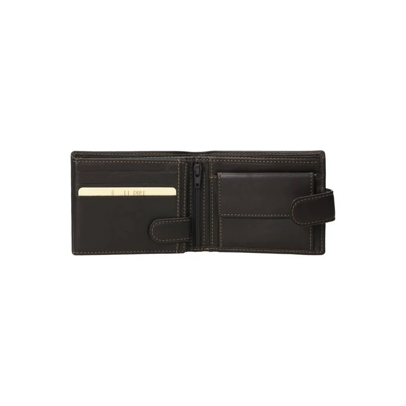 Cartera Americana Grande de Piel J.L Piel Classic RFID Marrón