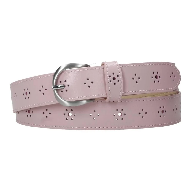 Cinturón de Piel Mujer GS Urban Rosa Palo Calado Fabricado en España