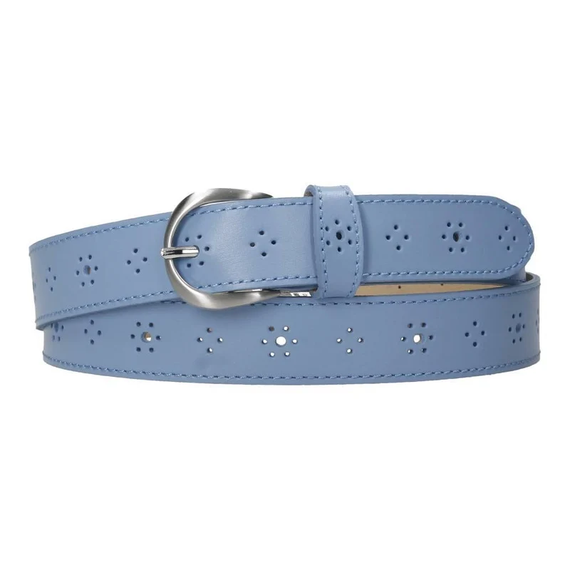 Cinturón de Piel Mujer GS Urban Azul Cielo Calado Fabricado en España