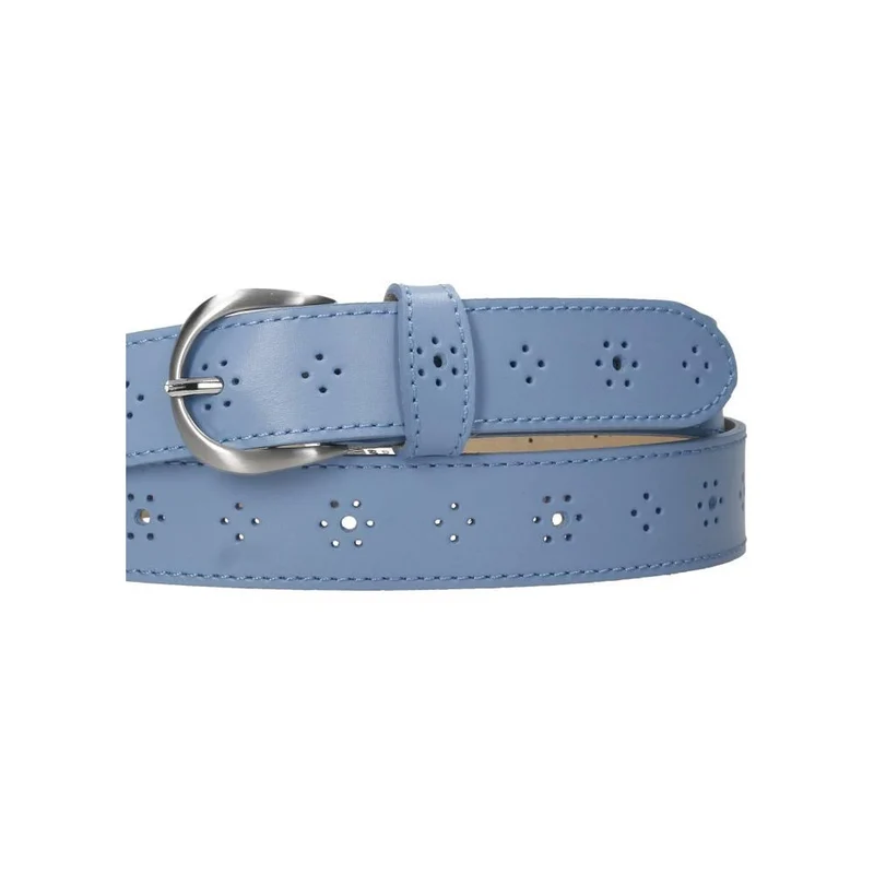 Cinturón de Piel Mujer GS Urban Azul Cielo Calado Fabricado en España