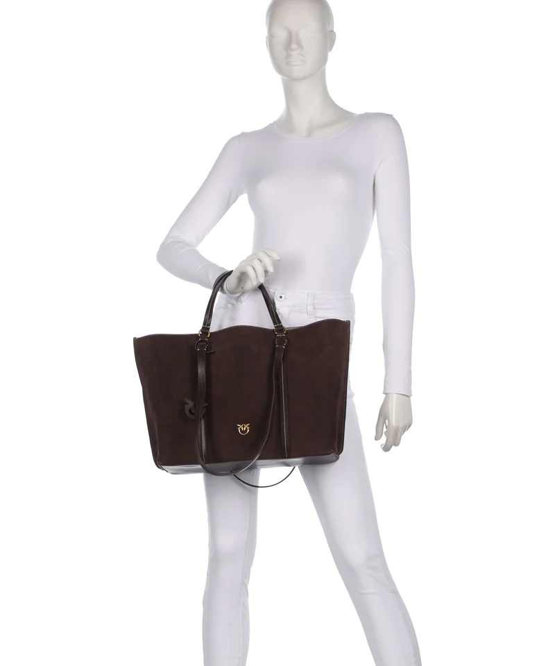 Pinko Carrie Big Bolsa shopping borgogna/antique gold