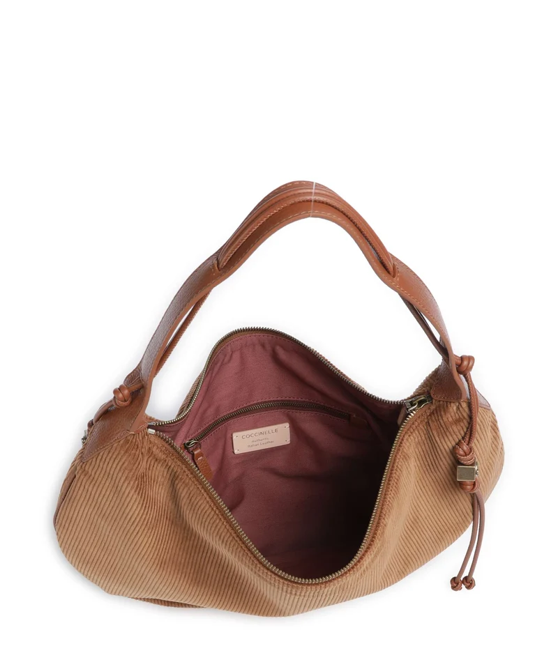 Coccinelle Thess Corduroy Bolso de hobo cognac
