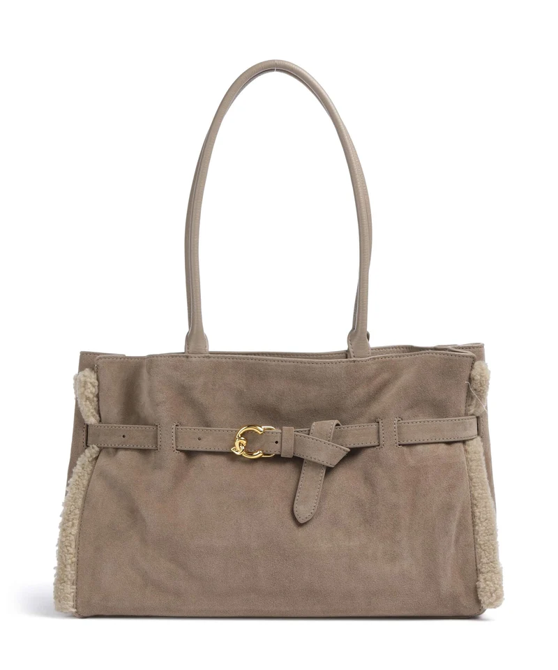 Coccinelle Sabine Soft Suede Bolsa shopping warm taupe