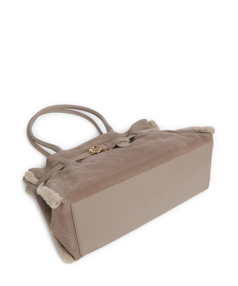 Coccinelle Sabine Soft Suede Bolsa shopping warm taupe