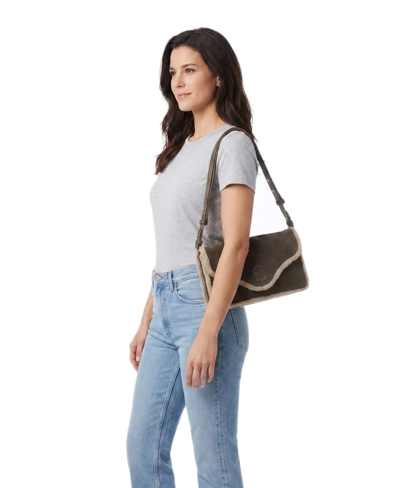 Coccinelle C-Me Softy Suede Bolso de hombro fango/warm taupe