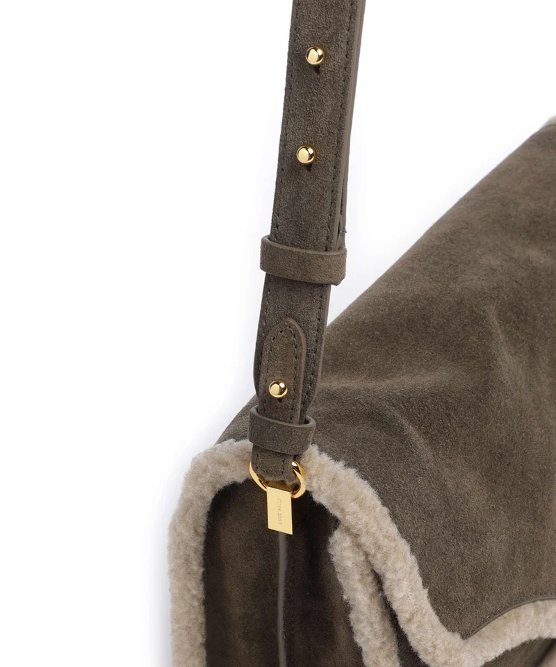 Coccinelle C-Me Softy Suede Bolso de hombro fango/warm taupe