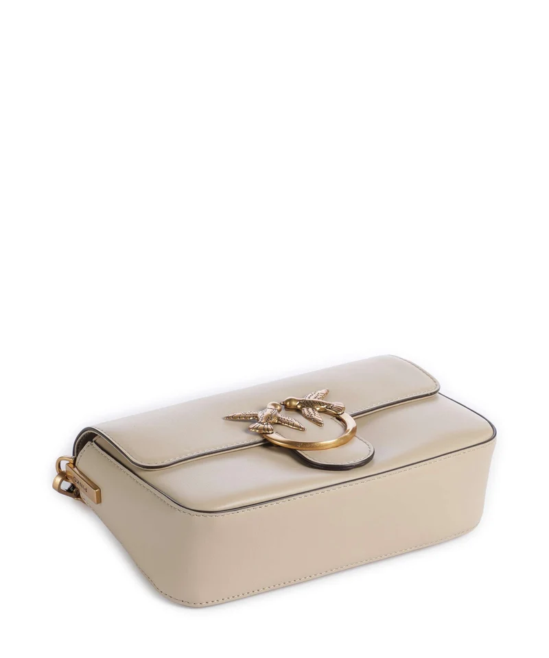 Pinko Love One Mini Slouchy Bandolera beige/grigio fumo/antique gold