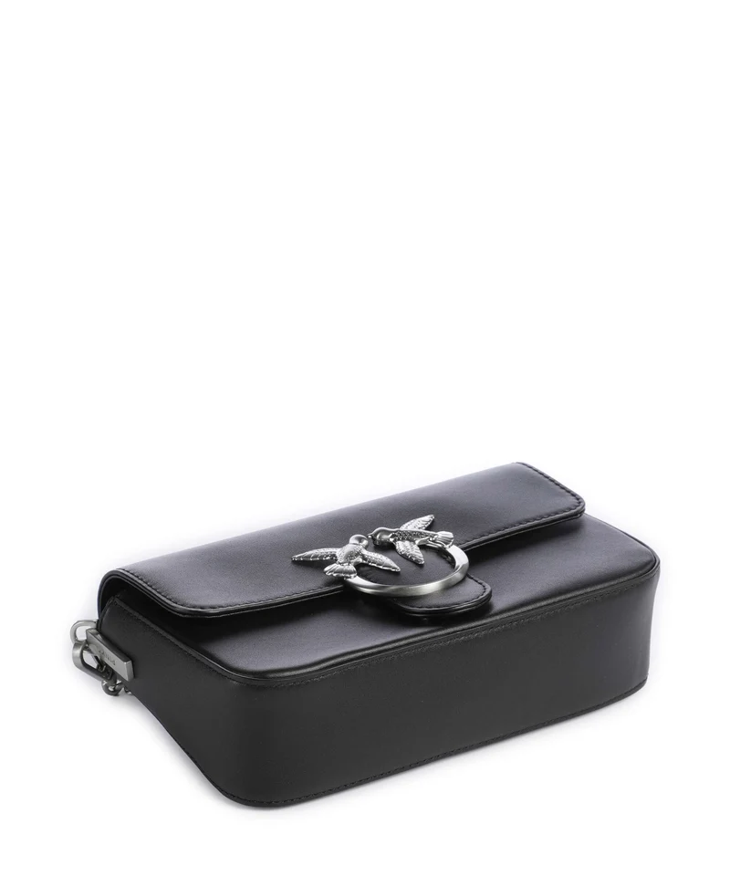 Pinko Love One Mini Slouchy Bandolera nero limousine/matt silver