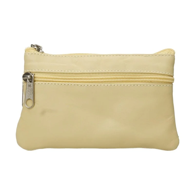 Monedero de Napa Amarillo Pastel con Tres Cremalleras Fabricado en España