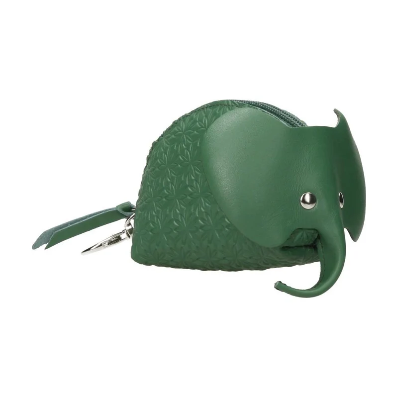 Monedero de Piel Elefante Mujer Verde Liso