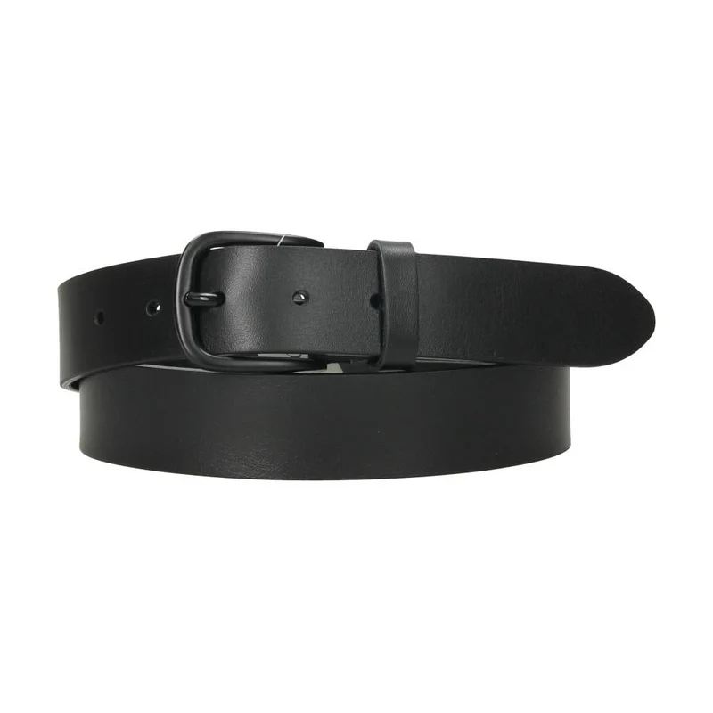 Cinturón De Piel Hebilla Negra Hombre