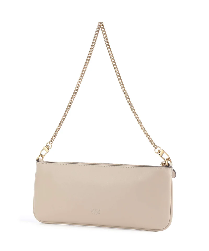 Pinko Flat Horizontal Bolso de hombro beige/grigio fumo/antique gold