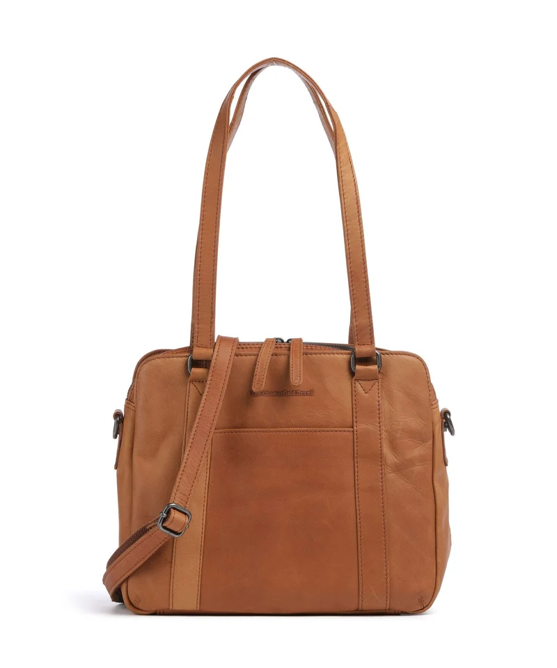 The Chesterfield Brand Wax Pull Up Cow Porlezza Bolso de hombro cognac
