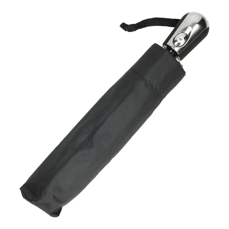 Paraguas Plegable Hombre Automático Negro Mango Recto 58 cm