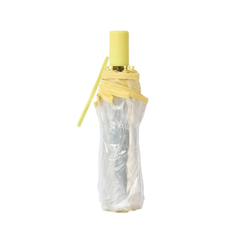 Paraguas Transparente Mujer Bisetti Stars Plegable Amarillo