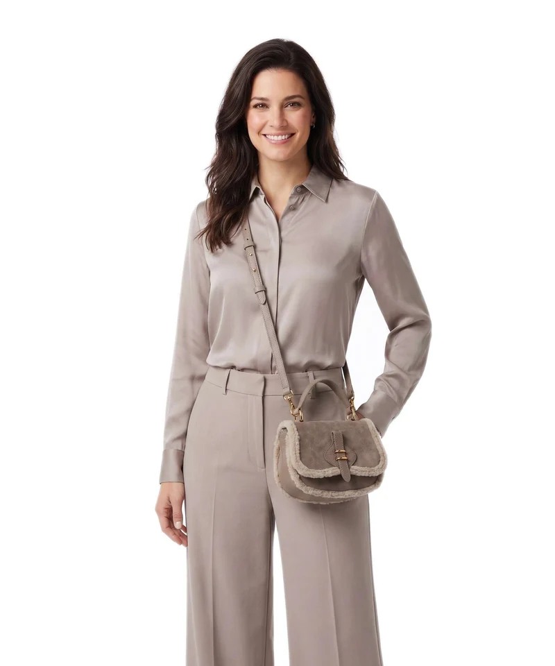 Coccinelle Mavery Suede Eco Bandolera warm taupe