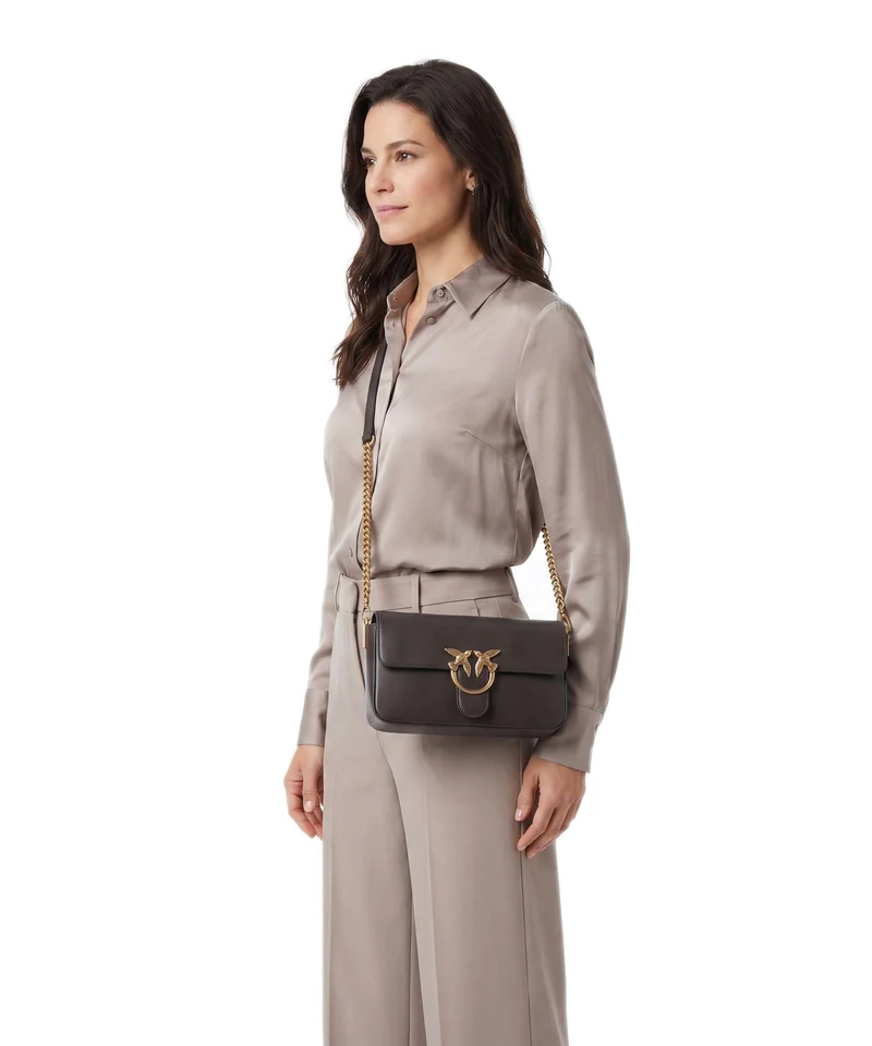 Pinko Love One Classic Slouchy Bandolera marrone marasca/antique gold