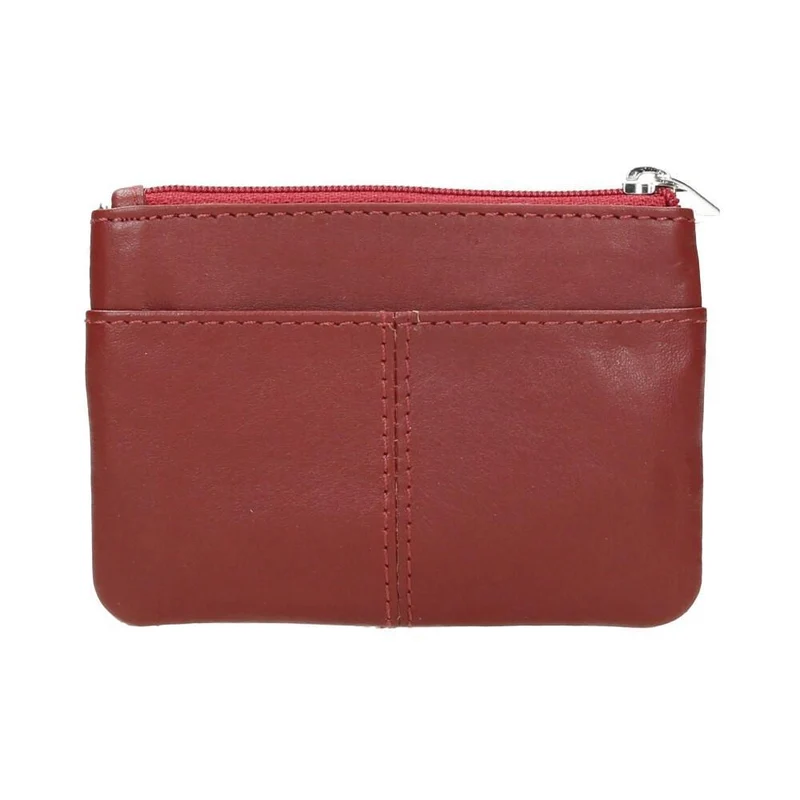 Monedero de Piel para Mujer J.L. Piel con Llavero y Doble Cremallera - Rojo