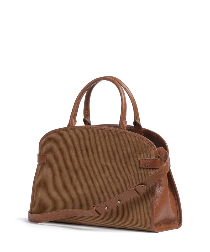 Coccinelle Sabine Corduroy Bolso de mano cognac