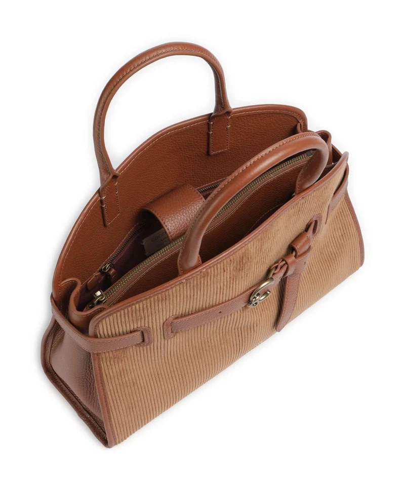 Coccinelle Sabine Corduroy Bolso de mano cognac