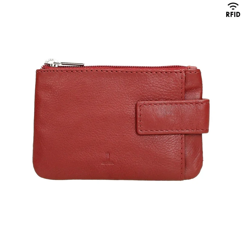 Monedero de Piel para Mujer J.L. Piel con Tarjetero y Llavero - Rojo
