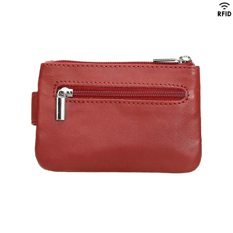 Monedero de Piel para Mujer J.L. Piel con Tarjetero y Llavero - Rojo